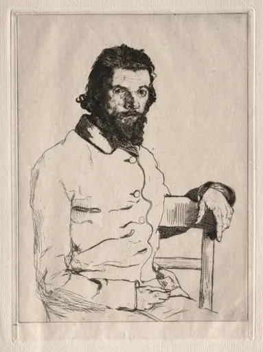 Portrait of Meryon, Seated, by Félix Bracquemond