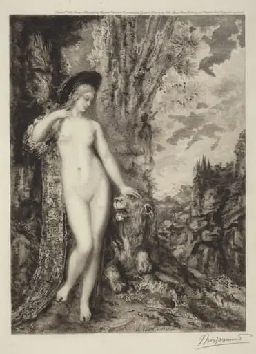 The Amorous Lion [Le lion amoureux], by Félix Bracquemond