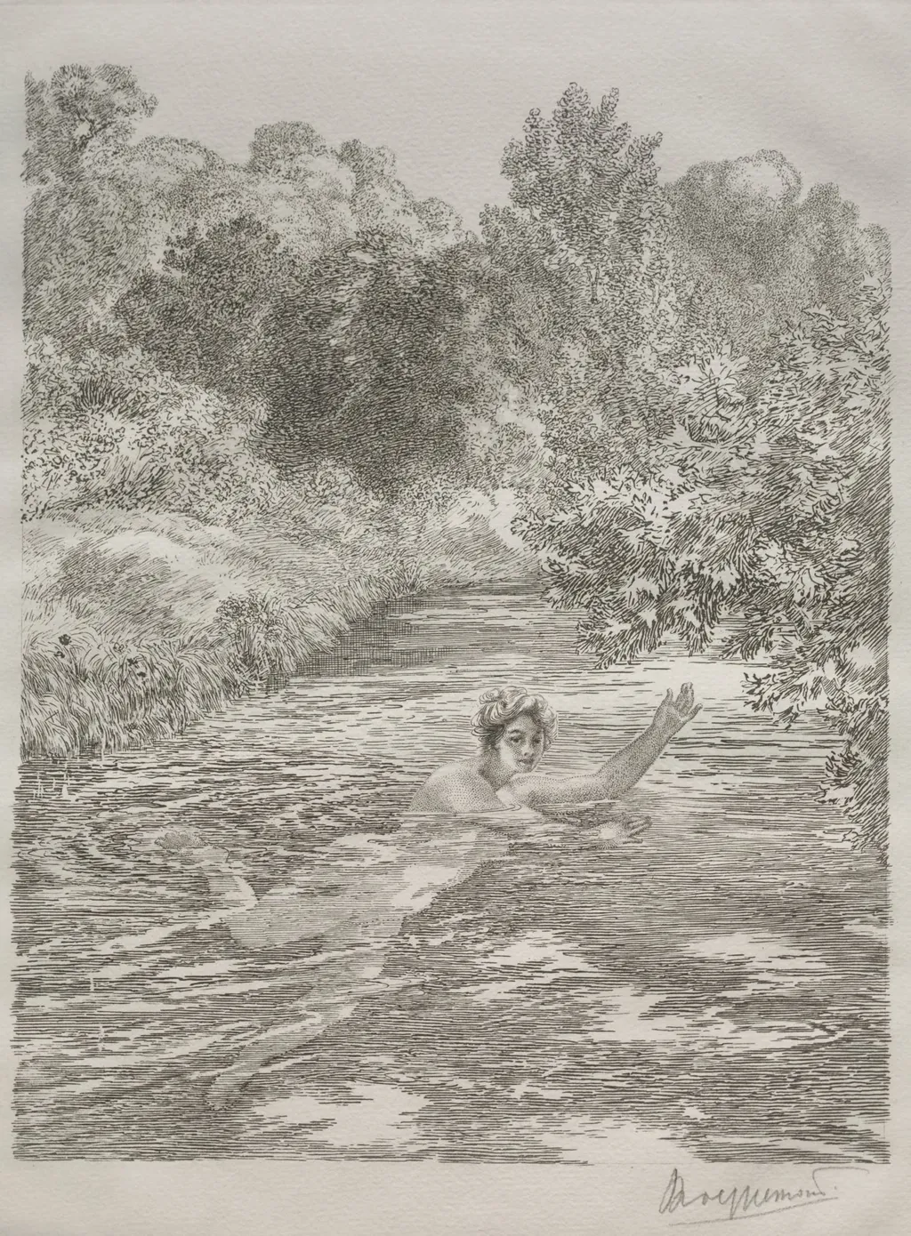 The Bather, by Félix Bracquemond, 1865