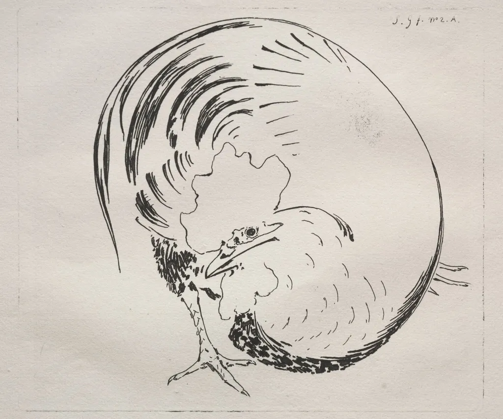 The High-Fired Service: Rooster (counterproof), by Félix Bracquemond, 1860