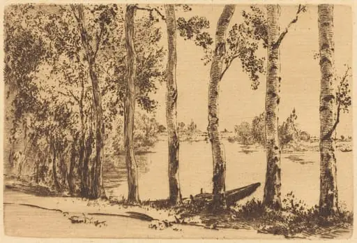 Trembles au bord de la Seine (Aspens on the Banks of the Seine), by Félix Bracquemond