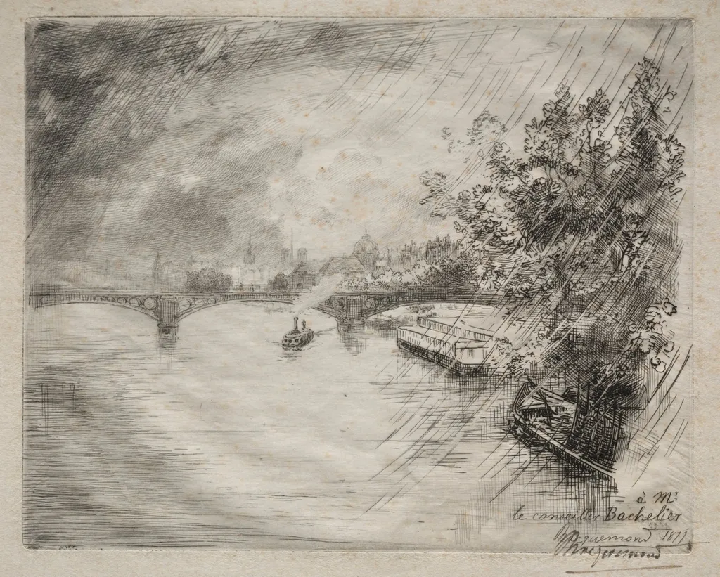 View of the Bridge of Saint-Pères, by Félix Bracquemond, 1877