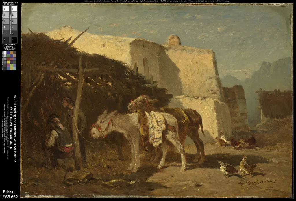 Spanish Donkeys, by Félix Brissot de Warville, oil, 1865