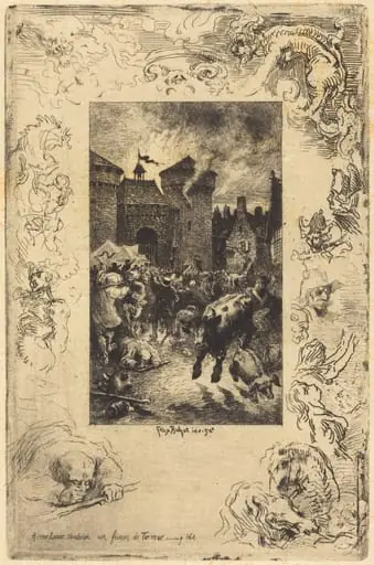 A cette lueur soudaine... (In the sudden gleam of light...), by Félix-Hilaire Buhot
