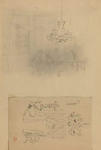 A Gathering in an Interior; A Curtained Doorway, by Félix-Hilaire Buhot
