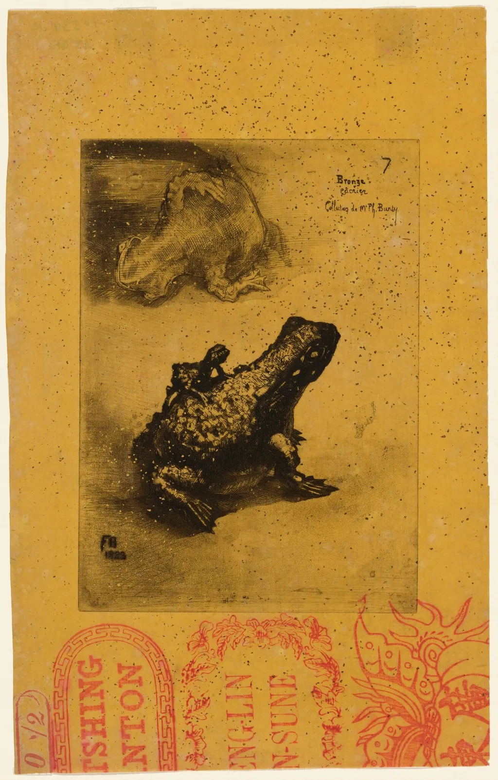 Bronze Toad (Crapaud Bronze), by Félix-Hilaire Buhot, ink, 1883