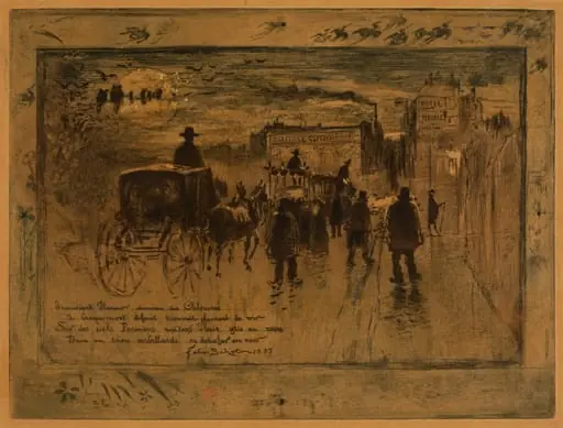 Convoi Funèbre au Boulevard de Clichy (Funeral Procession on the Boulevard de Clichy), by Félix-Hilaire Buhot