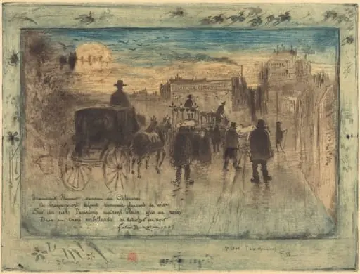 Convoi Funèbre au Boulevard de Clichy (Funeral Procession on the Boulevard de Clichy), by Félix-Hilaire Buhot