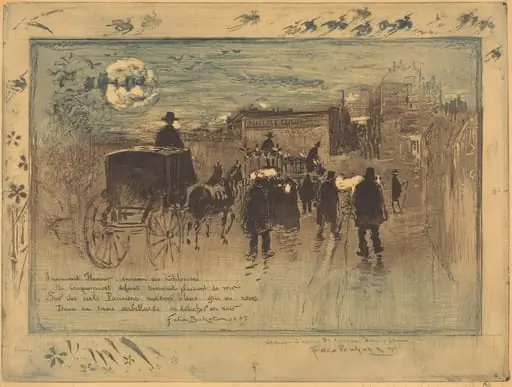 Convoi Funèbre au Boulevard de Clichy (Funeral Procession on the Boulevard de Clichy), by Félix-Hilaire Buhot