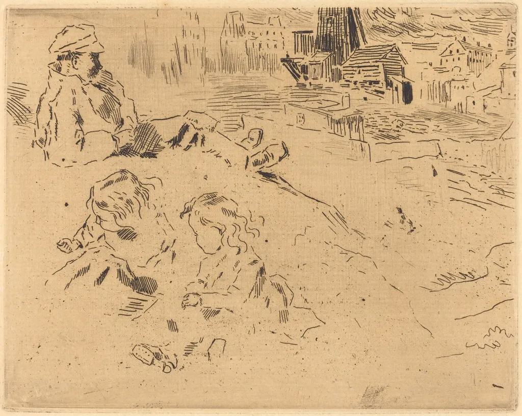 Croquis de'Enfants (Sketches of Children), by Félix-Hilaire Buhot, ink, 1872