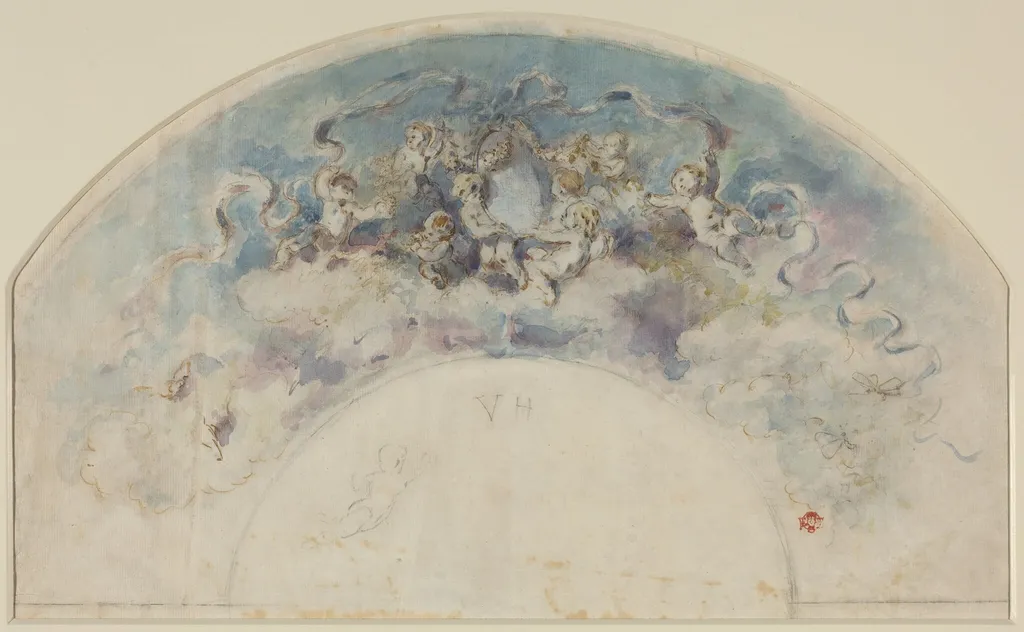 Drawing for a Fan, by Félix-Hilaire Buhot, ink, 1872