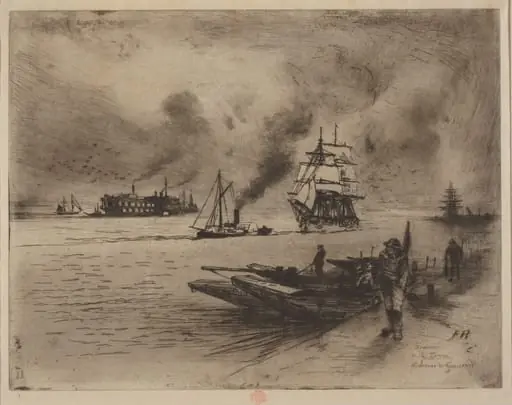 Environs de Gravesend, by Félix-Hilaire Buhot