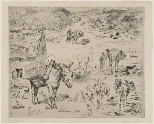 Feuillets d'album (Donkey Sketch), by Félix-Hilaire Buhot