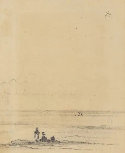 Figures on a Shore [verso], by Félix-Hilaire Buhot