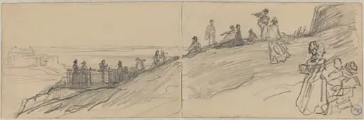 Figures on Top of a Hill, Overlooking the Sea, by Félix-Hilaire Buhot