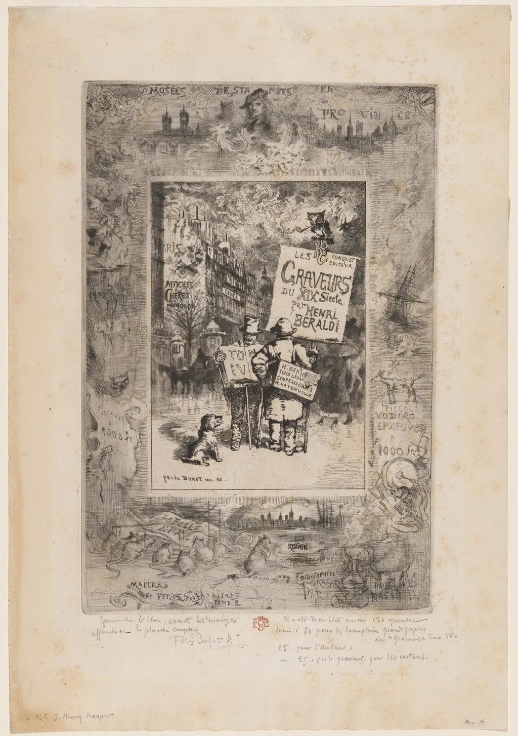 Frontispiece for "Les Graveurs du XIXe siècle de Henri Beraldi", by Félix-Hilaire Buhot, ink, 1877