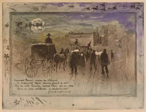 Funeral Procession on the Boulevard de Clichy, by Félix-Hilaire Buhot