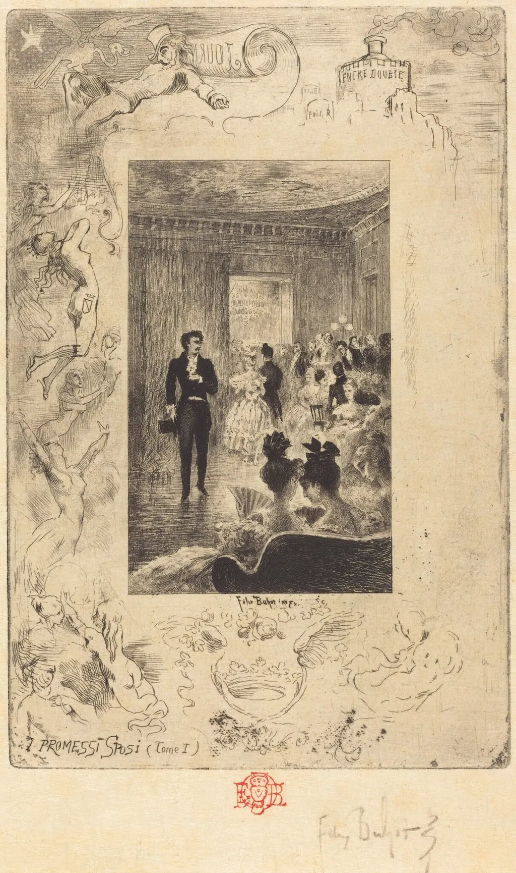 I Promessi Sposi (The Betrothed), by Félix-Hilaire Buhot, ink, 1880