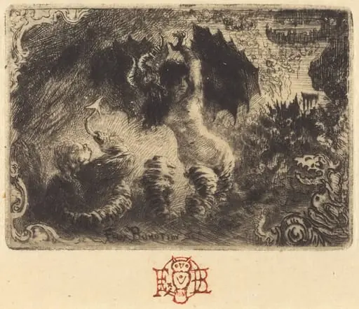 Jacques Cazotte's "Le Diable amoureux" (1st vignette), by Félix-Hilaire Buhot