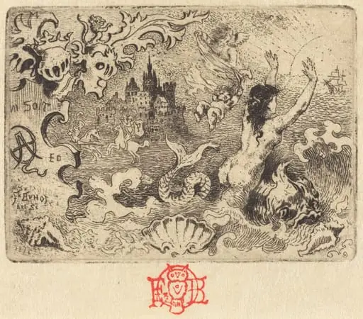 Jacques Cazotte's "Le Diable amoureux" (2nd vignette), by Félix-Hilaire Buhot