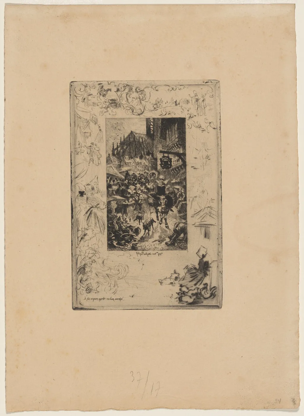 Je fis ce qu'on appelle un bon marche., by Félix-Hilaire Buhot, ink, 1878