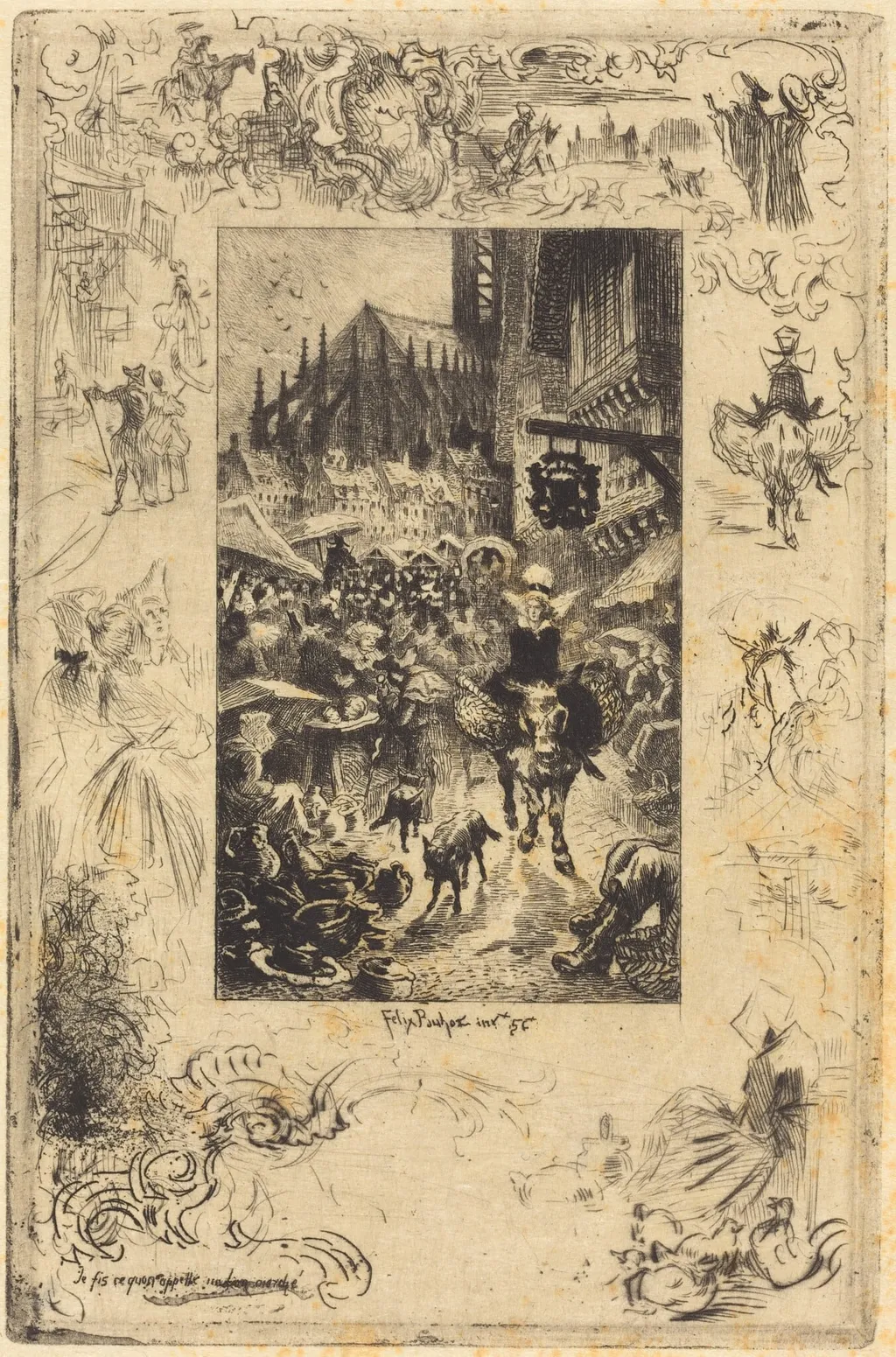 Je fis ce qu'on appelle un bon marché (I made what I would call a good bargain), by Félix-Hilaire Buhot, ink, 1878