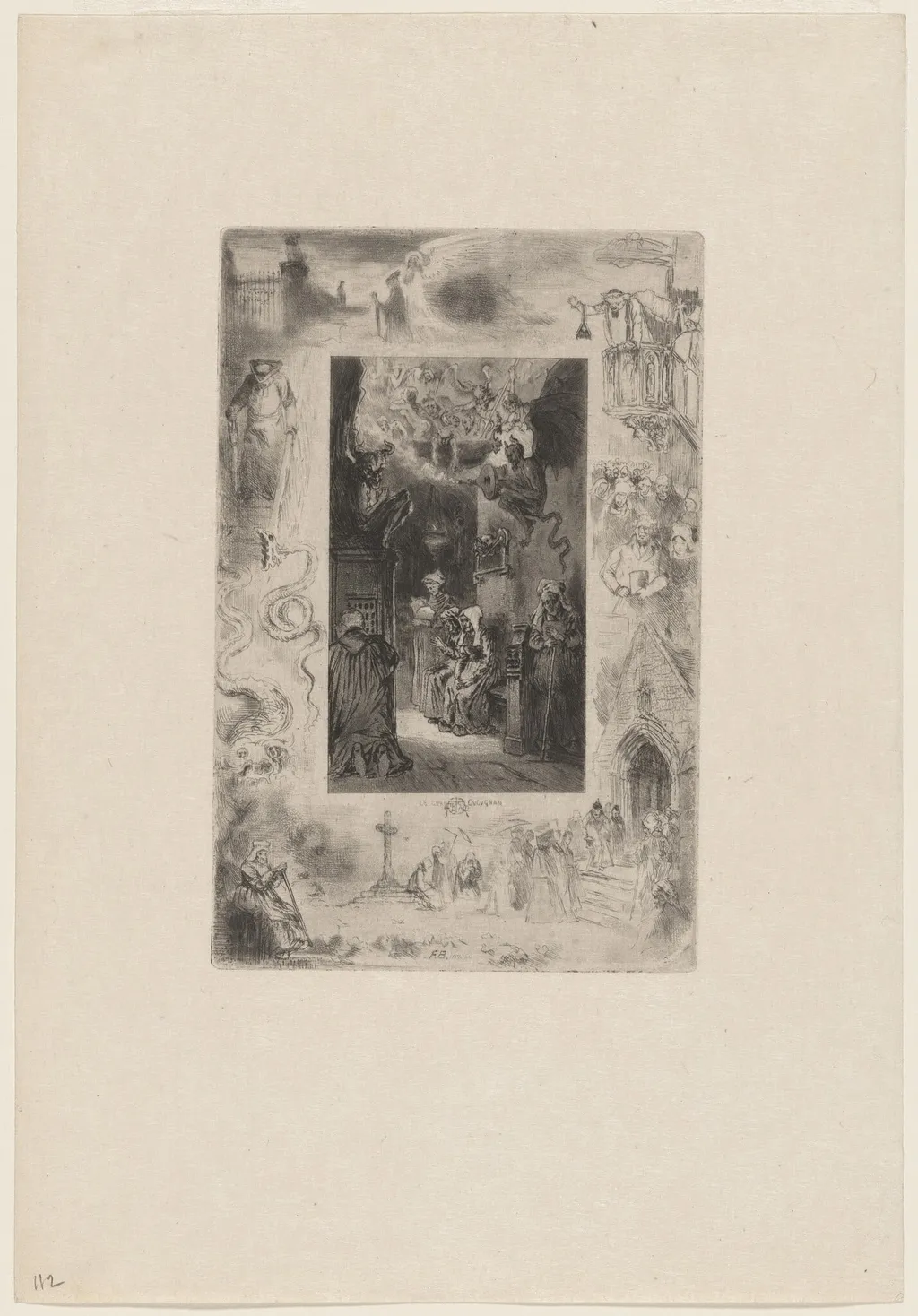 La Cure de Cucagnan, by Félix-Hilaire Buhot, ink, 1879