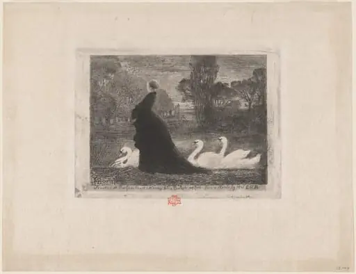 La Dame aux Cygnes (Woman with Swans), by Félix-Hilaire Buhot