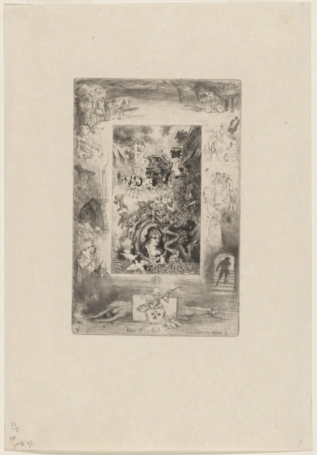 La Diligence de Beaucaire, by Félix-Hilaire Buhot, ink, 1879