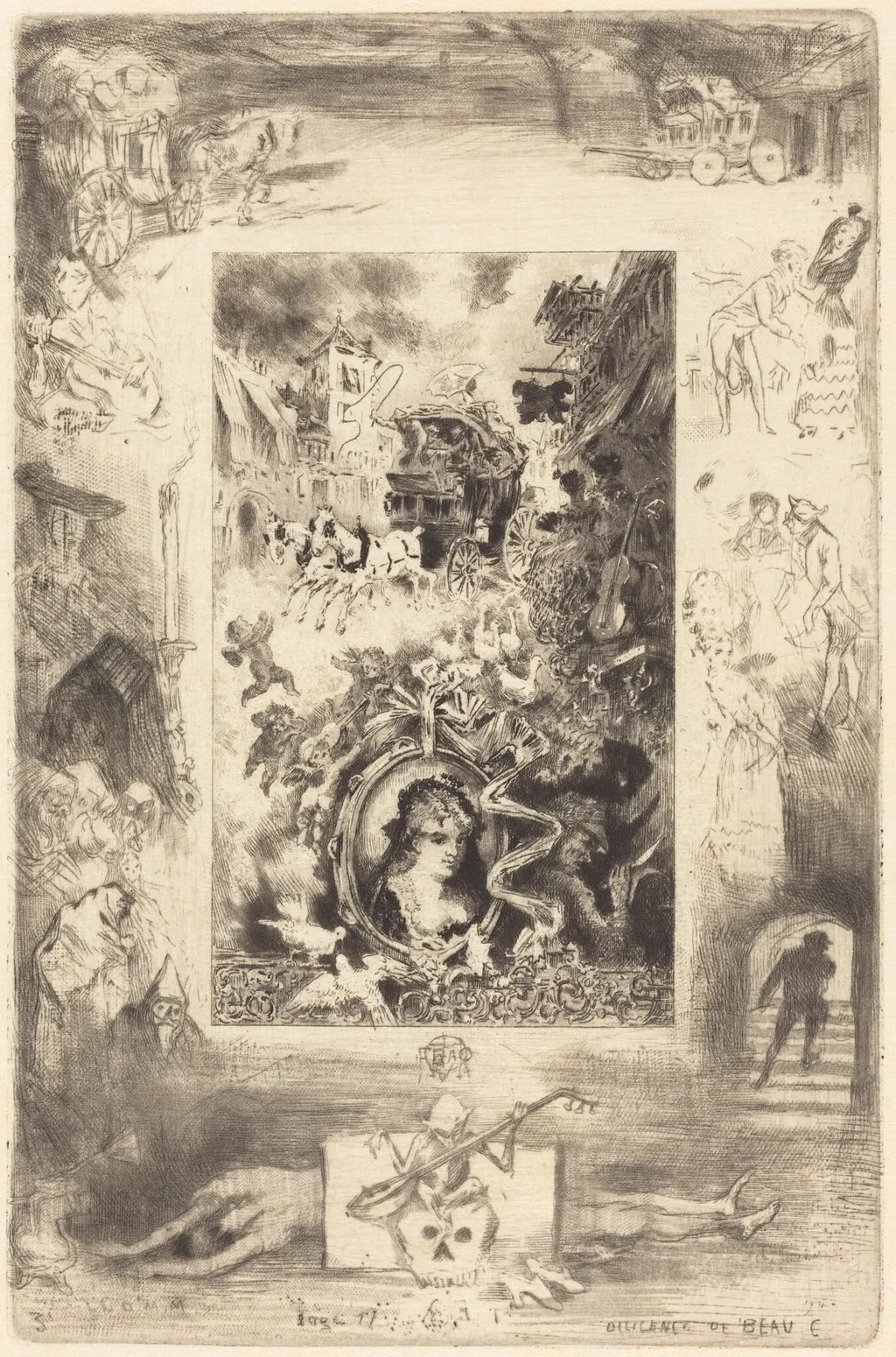 La Diligence de Beaucaire (The Diligence of Beaucaire), by Félix-Hilaire Buhot, ink, 1885