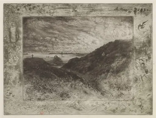 La Falaise: Baie de Saint-Malo (The Cliff: Saint-Malo Bay), by Félix-Hilaire Buhot