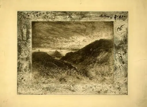 La Falaise: Baie de Saint-Malo (The Cliff: Saint-Malo Bay), by Félix-Hilaire Buhot