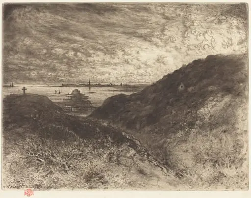 La Falaise: Baie de Saint-Malo (The Cliff: Saint-Malo Bay), by Félix-Hilaire Buhot