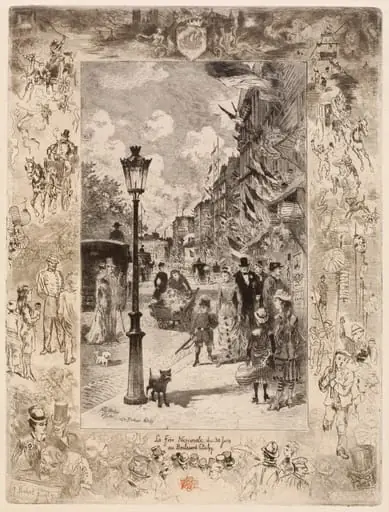 La Fête nationale au Boulevard Clichy (National Holiday on the Boulevard de Clichy), by Félix-Hilaire Buhot