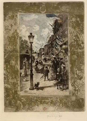 La Fête nationale au Boulevard Clichy (National Holiday on the Boulevard de Clichy), by Félix-Hilaire Buhot