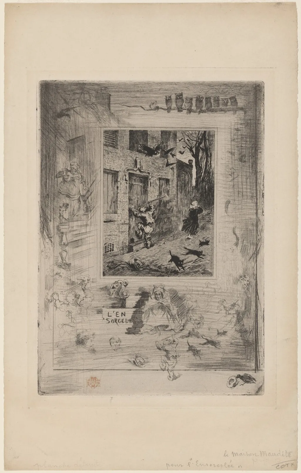 La Maison Maudite (The House of the Damned), by Félix-Hilaire Buhot, ink, 1884
