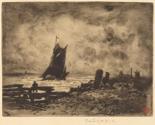 La Petite Marine - Souvenir de Medway, by Félix-Hilaire Buhot