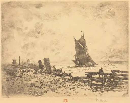 La Petite Marine - Souvenir de Medway (counterproof), by Félix-Hilaire Buhot