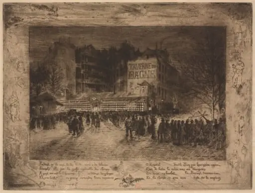 La Place des Martyrs et la Taverne du Bagne, by Félix-Hilaire Buhot