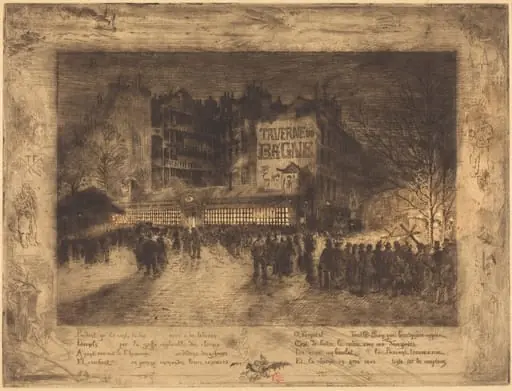 La Place des Martyrs et La Taverne du Bagne (The Place des Martyrs and the Jailhouse Tavern), by Félix-Hilaire Buhot