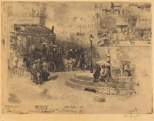 La Place Pigalle en 1878 (Place Pigalle in 1878), by Félix-Hilaire Buhot