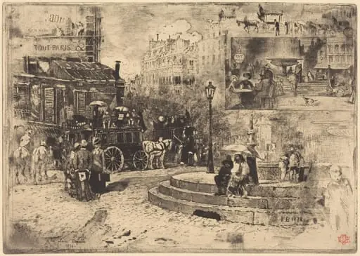 La Place Pigalle en 1878 (Place Pigalle in 1878), by Félix-Hilaire Buhot