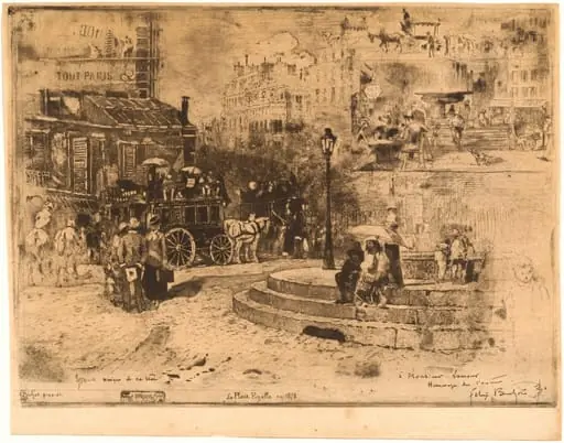 La Place Pigalle en 1878 (Place Pigalle in 1878), by Félix-Hilaire Buhot