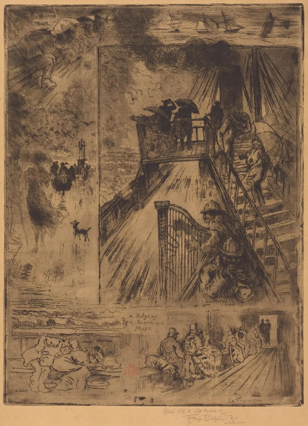La Traversée (The Passage), by Félix-Hilaire Buhot, ink, 1882