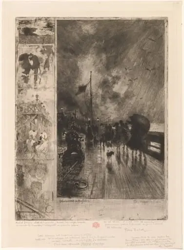 Landing in England, by Félix-Hilaire Buhot
