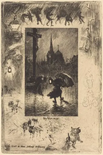 Le bruit de deux sabots traînant... (The sound of two clogs shuffling...), by Félix-Hilaire Buhot