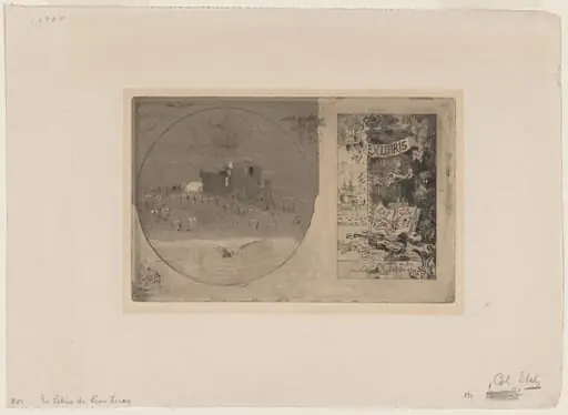 Le Chateau des Hiboux; Ex-libris de Léon Lerey, by Félix-Hilaire Buhot