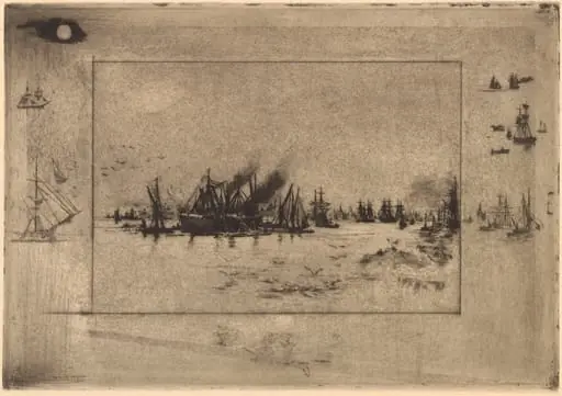 Le Port aux Mouettes (Port with Seagulls), by Félix-Hilaire Buhot