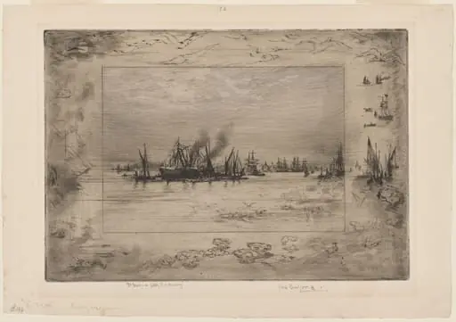 Le Port aux Mouettes (Port with Seagulls), by Félix-Hilaire Buhot