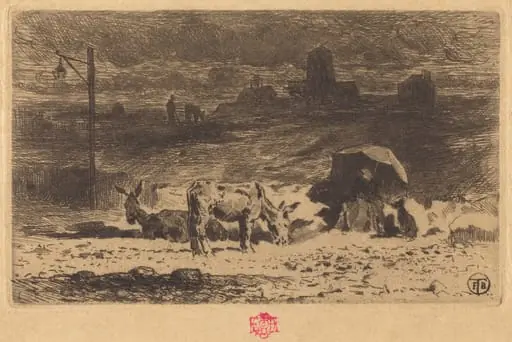Les Anes de La Butte-aux-Cailles (Donkeys at La Butte-aux-Cailles), by Félix-Hilaire Buhot